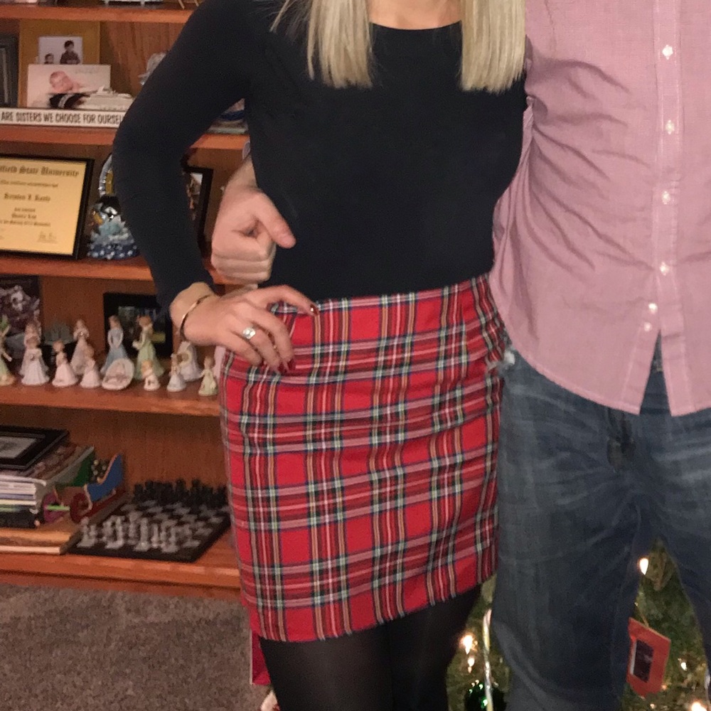 Red plaid skirt